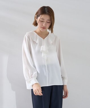 YECCA VECCA ラッフルブラウス White