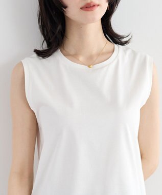 YECCA VECCA コットンスムースノースリーブトップス Off White