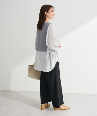 Green Parks 脇リボンドッキングチュニック Stripe Gray