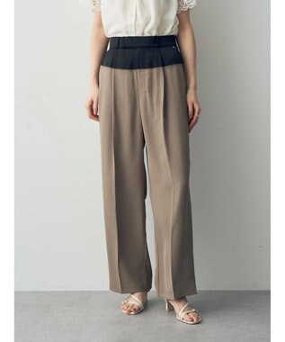 YECCA VECCA サテン切替ストレートパンツ Dark Beige