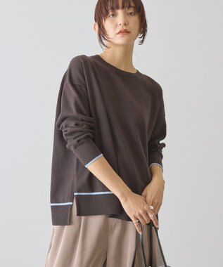 AMERICAN HOLIC バイカラークルーネックニットプルオーバー Brown
