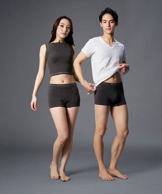 WACOAL MEN レディース <beautiful people>コラボ タンクトップ ボクサートップス ワンサイズ（S-L） オーガニック綿混 立体成型 肩幅：狭め ネック深さ：あさめ WL8001 /ワコールメン ブラウン