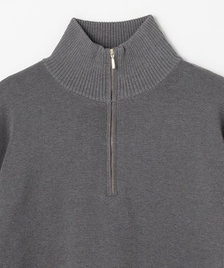 ANY L スウェットライクハーフジップニット グレー