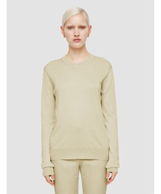 【洗える】スーパーファインコットンシルク　ラウンドネックニット