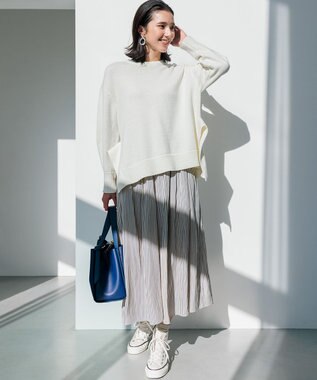 組曲 【春の新色追加】ギャザーライトデシン パンツ アイボリー系9（アイボリー×ブルーストライプ）