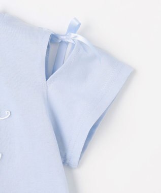 ANY KIDS 【洗濯機可能】肩あき ロゴ刺繍Tシャツ サックスブルー