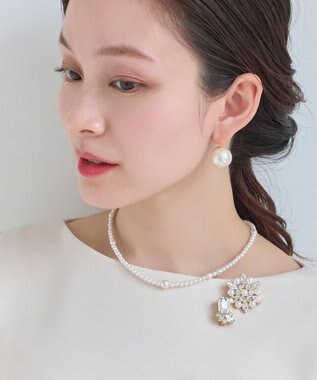 Phoebe 【セレモニーセット】クラスアップパールネックレス×ビッグパールフックピアスSET ホワイト