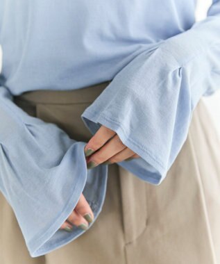 #Newans 【洗濯機可能】フレアカフスシアープルオーバー ブルー