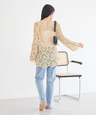 earth music&ecology クロシェ風プルオーバー Light Yellow