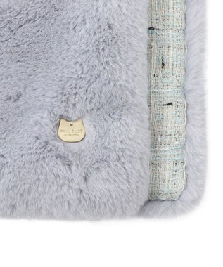 MOONBAT PAUL & JOE ACCESSOIRES フェイクファー×ツイード リバーシブルマフラー サックスブルー