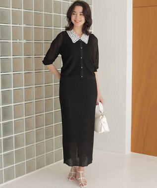 組曲 【WEB限定】レーシーニット スカート ブラック系