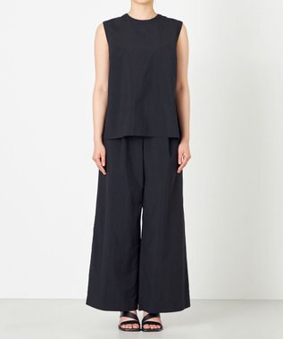 NAVE 【ReNAVE・洗える/撥水加工/接触冷感/UVケア/セットアップ】ナイロンタスラン ノースリブラウス ブラック系