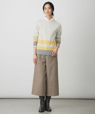 J.PRESS LADIES シルクネップツイード クロップド パンツ モカ系