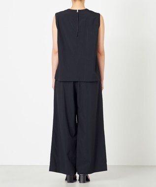 NAVE 【ReNAVE・洗える/撥水加工/接触冷感/UVケア/セットアップ】ナイロンタスラン ノースリブラウス ブラック系