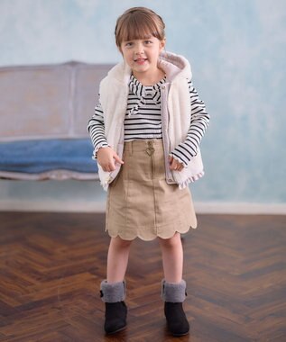 ANY KIDS ボア リバーシブル ベスト ベージュ×エクリュ