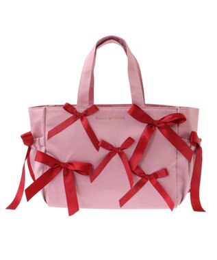 Maison de FLEUR サイドポケットリボンサテントートバッグ Pink
