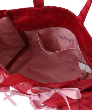 Maison de FLEUR サイドポケットリボンサテントートバッグ Red