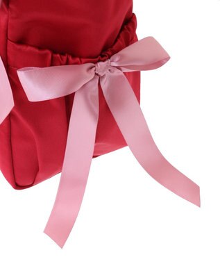 Maison de FLEUR サイドポケットリボンサテントートバッグ Red
