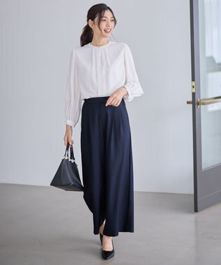 ANY イージーケアライトストレッチワイドパンツ ネイビー