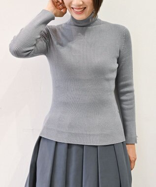 muuc 〈洗えるニット〉〈肌に優しいニット〉〈カシミヤ×シルク×ウール〉〈通年着られるニット〉リブ編みタートルネックニットプルオーバー グレー