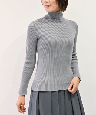 muuc 〈洗えるニット〉〈肌に優しいニット〉〈カシミヤ×シルク×ウール〉〈通年着られるニット〉リブ編みタートルネックニットプルオーバー グレー