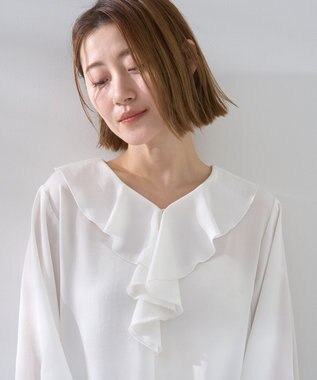 YECCA VECCA ラッフルブラウス White