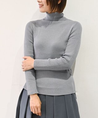 muuc 〈洗えるニット〉〈肌に優しいニット〉〈カシミヤ×シルク×ウール〉〈通年着られるニット〉リブ編みタートルネックニットプルオーバー グレー