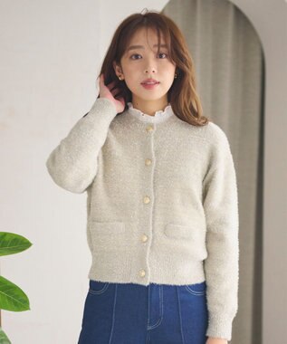  【洗える】ラメシャギー カーディガン