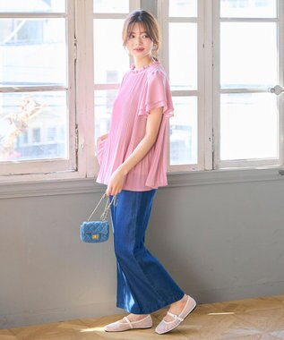 Feroux ベルト付き テンセルデニム ワイドパンツ ネイビー系