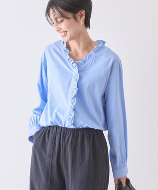 AMERICAN HOLIC フリルVネックブラウス Sax