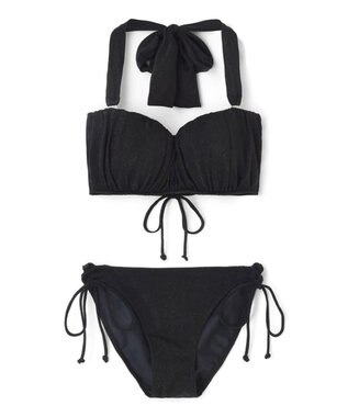 San-ai Resort（三愛水着楽園） 軽い着け心地でしっかり盛れる【楽盛り水着】　ラメギャザーワイヤー水着　9M　【San-ai Resort（サンアイリゾート）】 ブラック