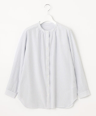 J.PRESS LADIES ストライプジャージー バンドカラー カットソー ホワイト系1