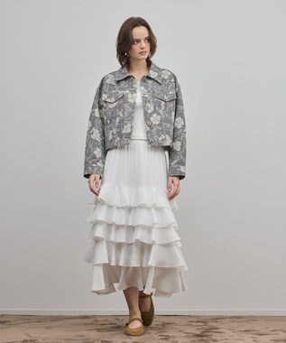 GRACE CONTINENTAL ボタニカルジャガードジャケット チャコール