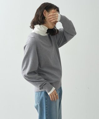 AMERICAN HOLIC バイパチカフタンネックラグランニットプルオーバー Gray Mixture