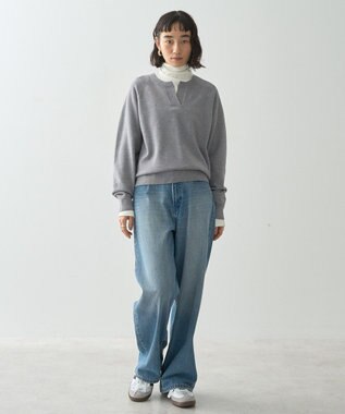 AMERICAN HOLIC バイパチカフタンネックラグランニットプルオーバー Gray Mixture