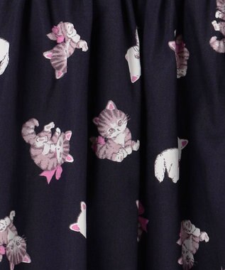 ANY KIDS 総柄 サマーワンピース ネイビー×ネコ