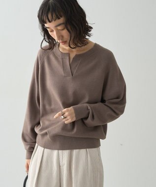 AMERICAN HOLIC バイパチカフタンネックラグランニットプルオーバー Mocha