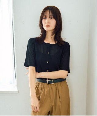 YECCA VECCA 半袖シアーカーディガン Black