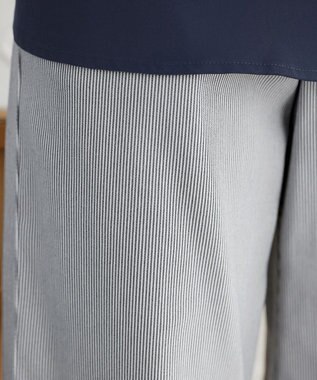 Tiaclasse ストライプストレッチワイドパンツ ブラックストライプ