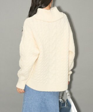 Green Parks ケーブル編みハイネックニット Ivory