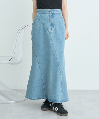 earth music&ecology エスカルゴマーメイドデニムスカート Light Indigo