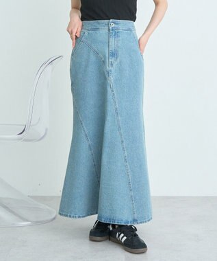 earth music&ecology エスカルゴマーメイドデニムスカート Light Indigo