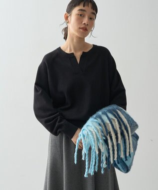 AMERICAN HOLIC バイパチカフタンネックラグランニットプルオーバー Black