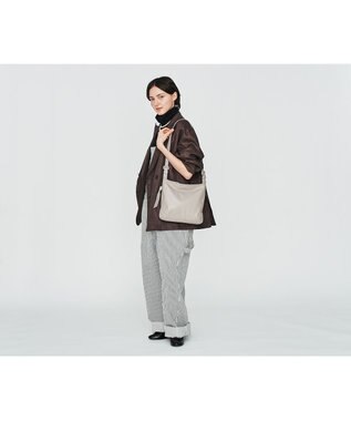 genten フェザートートバッグ　2wayショルダーバッグ ライトグレー