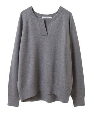 AMERICAN HOLIC バイパチカフタンネックラグランニットプルオーバー Gray Mixture