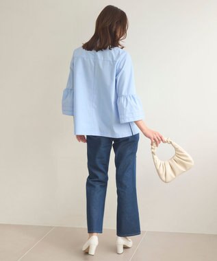 Feroux 【洗える・2WAY】リボンタイチュニック ブラウス スカイブルー系