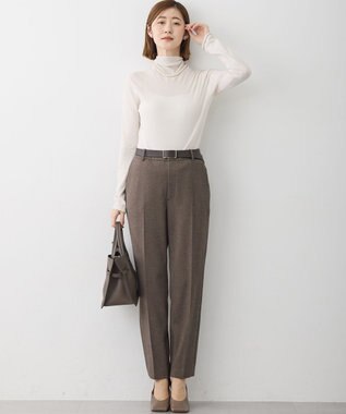 23区 S 【CLASSY.掲載/洗える】スムージーコットン タートルネック ニット ベージュ系