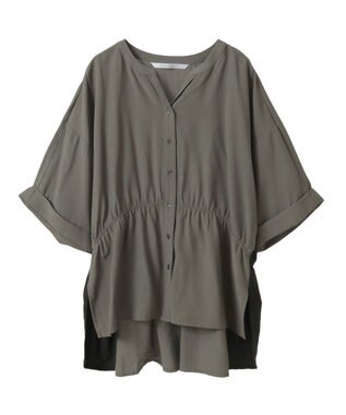 YECCA VECCA ギャザーデザイン配色シャツ Khaki