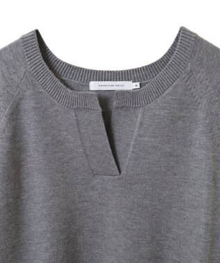 AMERICAN HOLIC バイパチカフタンネックラグランニットプルオーバー Gray Mixture