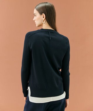 BEIGE， 【WEB限定・洗える】WILLOW / ストレッチクルーネックリブニット Navy